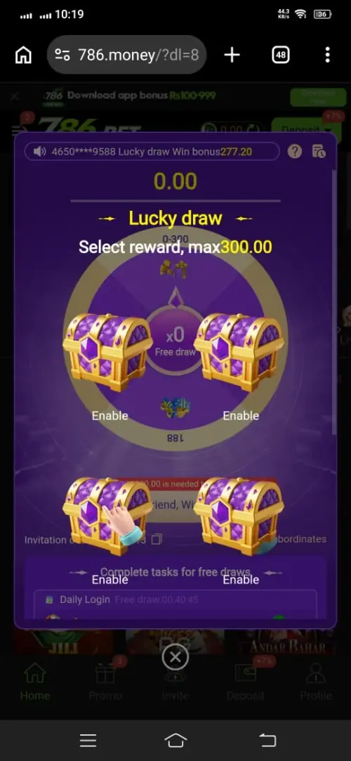 786Bet Treasure Chest Promotions Screenshot